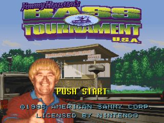 Jissen Bass Fishing Hisshouhou in USA title screen for Super Famicom